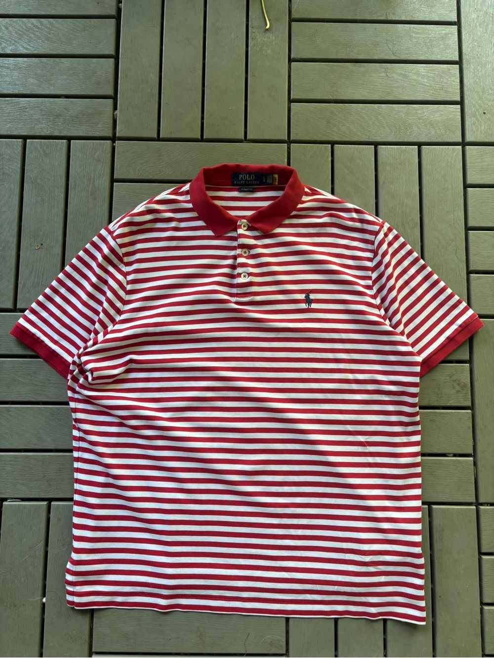 Ralph Lauren Red & White Striped Polo Shirt